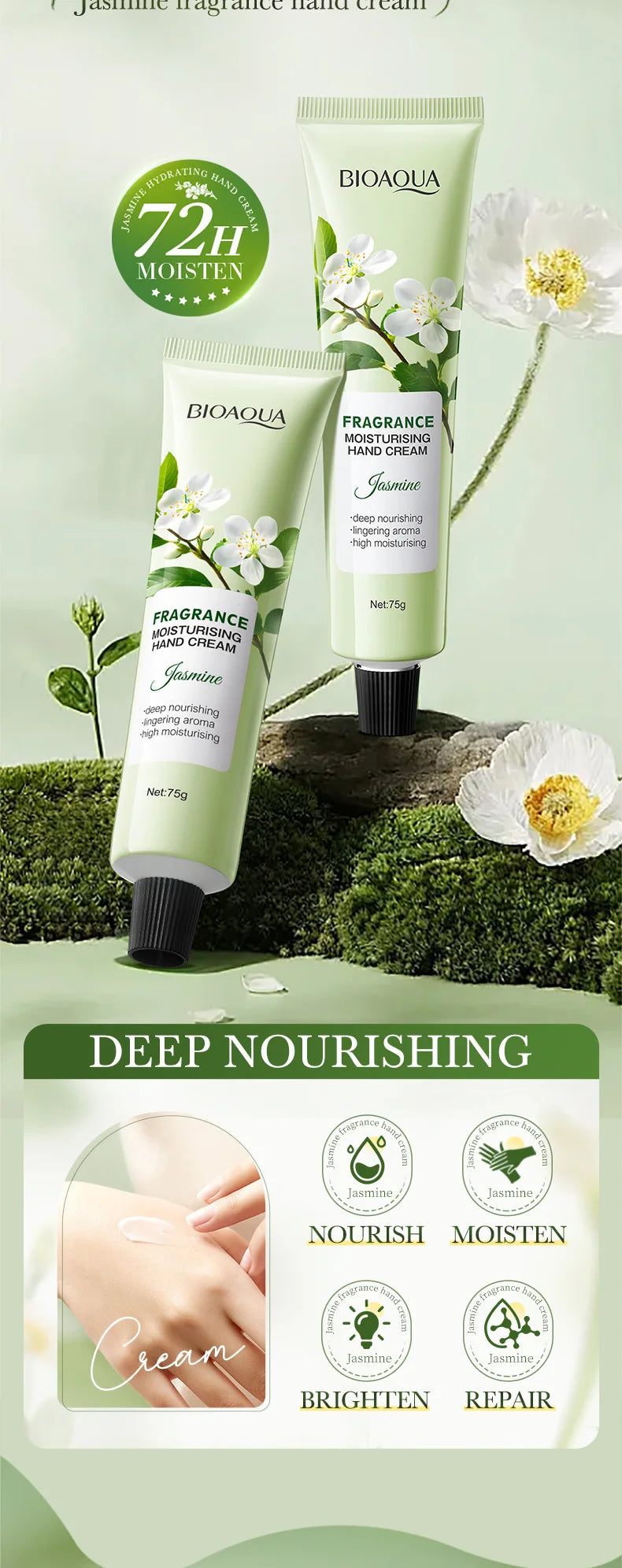 Jasmine Nourishing Hand Cream for Dry Skin