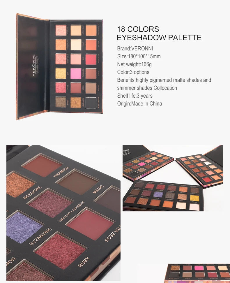 18-Color Waterproof Long-Lasting Eyeshadow Palette