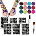 12-Color Glitter Temporary Tattoo and Body Art Kit