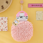 Cute Cartoon Chenille Hanging Hand Towel for Kitchen and Bathroom