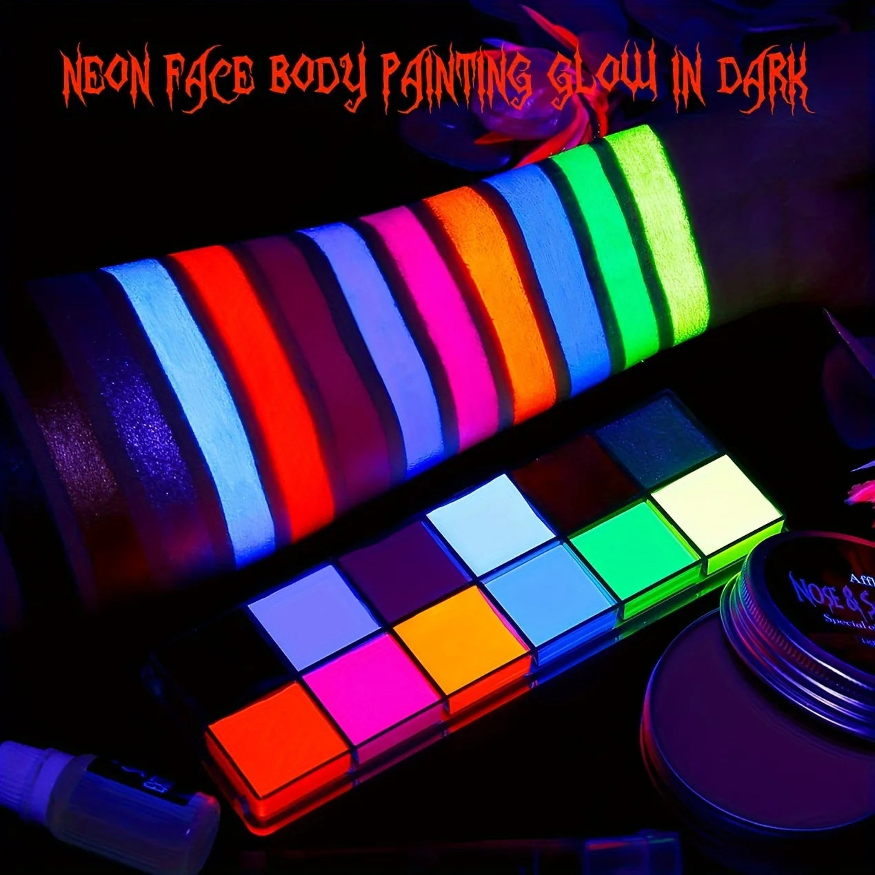 12-Color UV Luminous Face and Body Paint Palette - 4