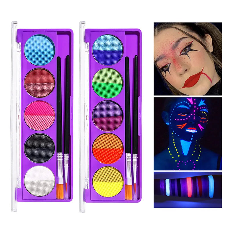 UV Neon Face and Body Paint Palette for Parties and Halloween