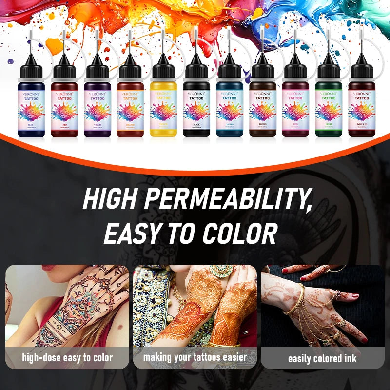 Long-Lasting Temporary Black Henna Tattoo Gel for Body Art
