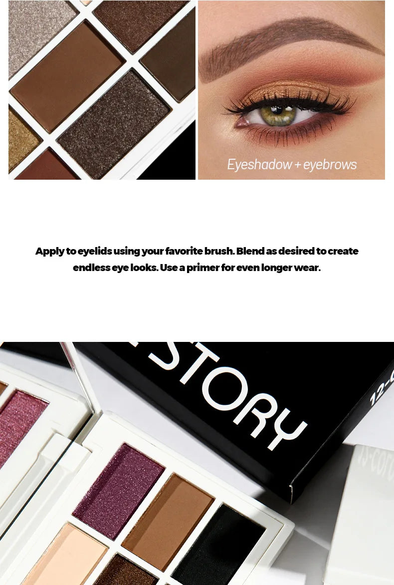 12-Color Neutral Eyeshadow Palette for Smoky and Party Looks - 11