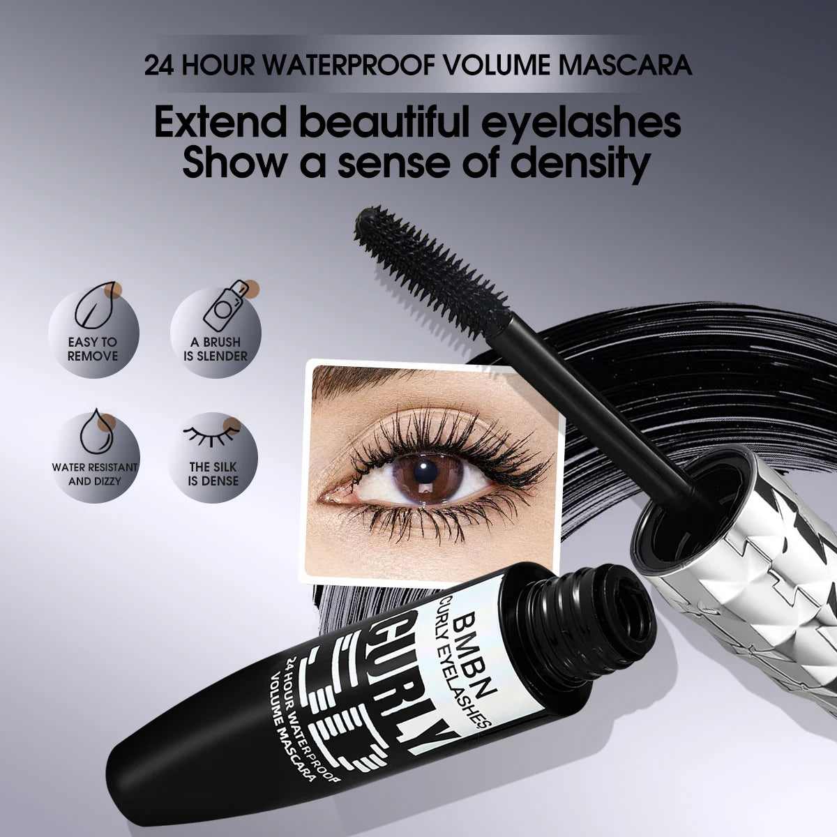 Waterproof 5D Volume Curling Mascara for Natural Lashes