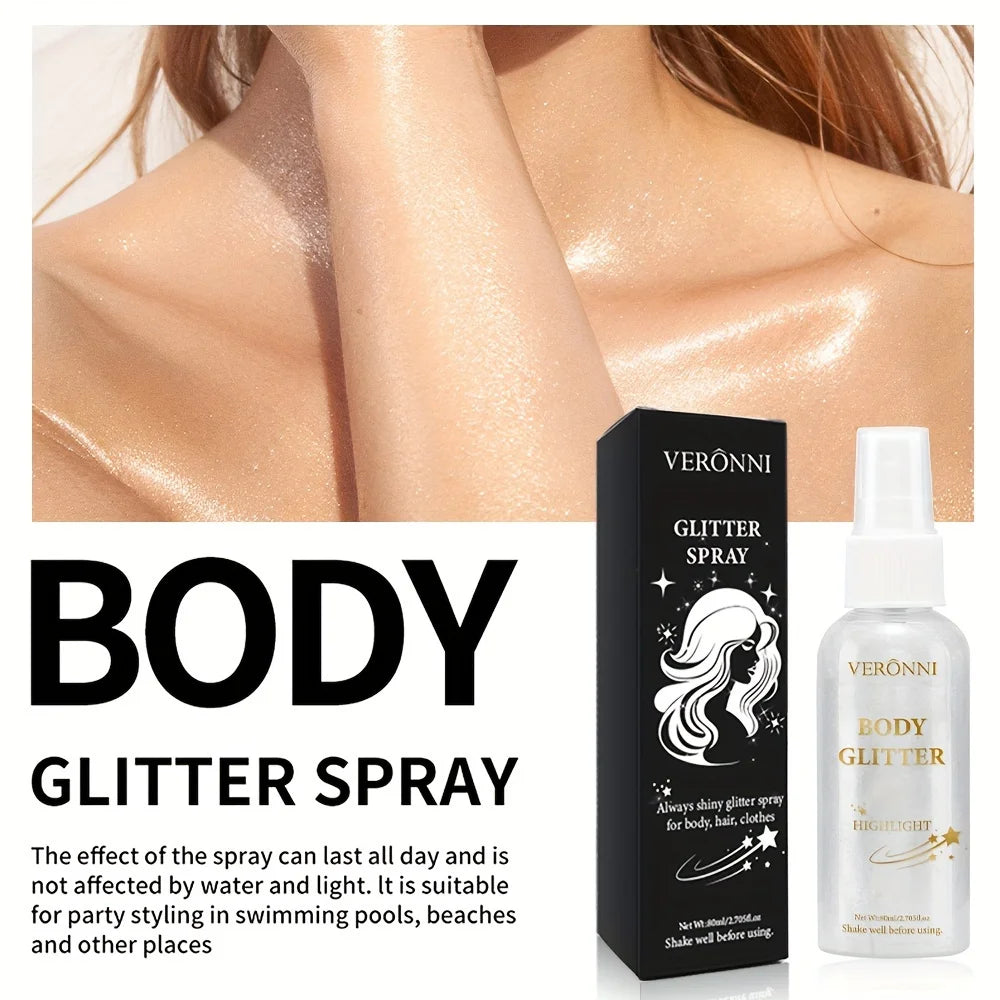 Shimmering Body and Hair Glitter Highlighter Spray
