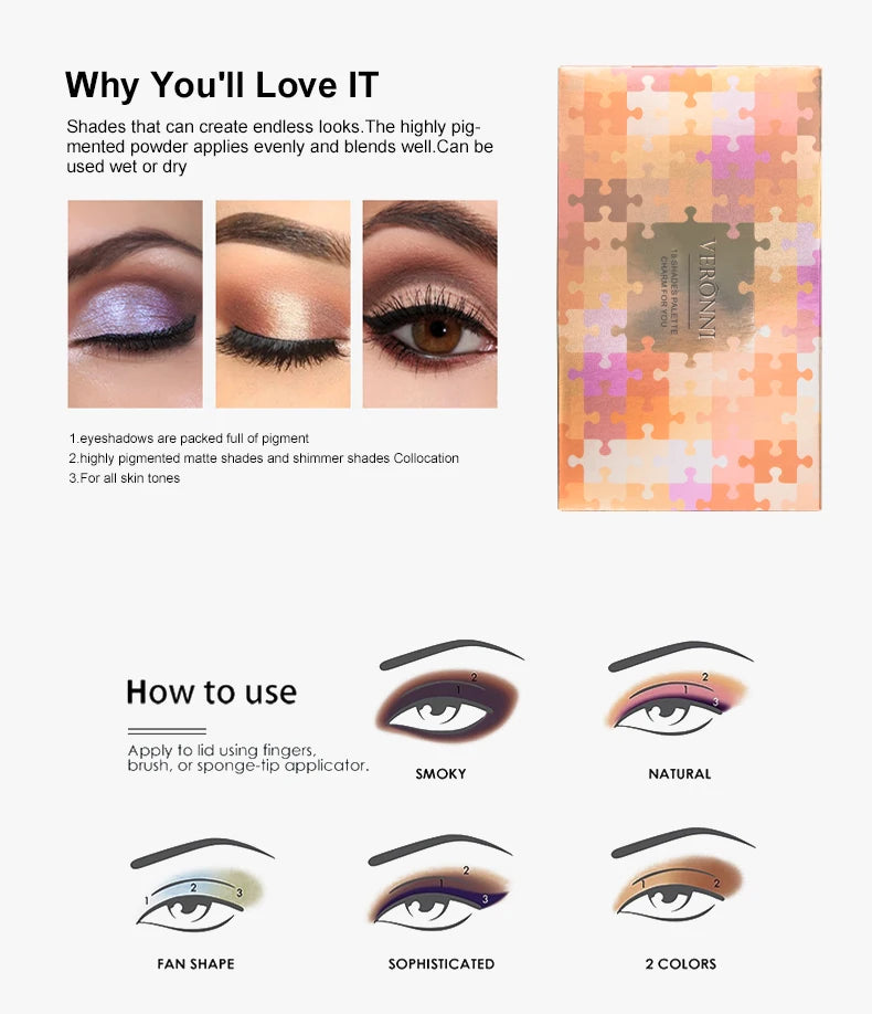18-Color Waterproof Long-Lasting Eyeshadow Palette - 11
