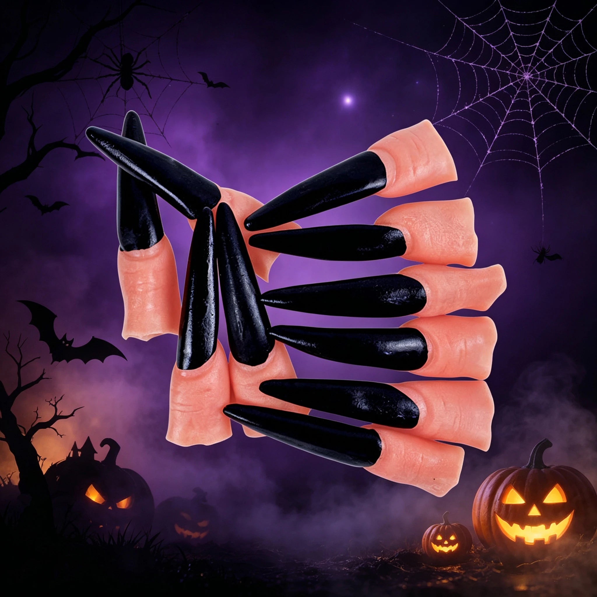 Scary Witch Claw Finger Nails for Halloween Costumes - 4