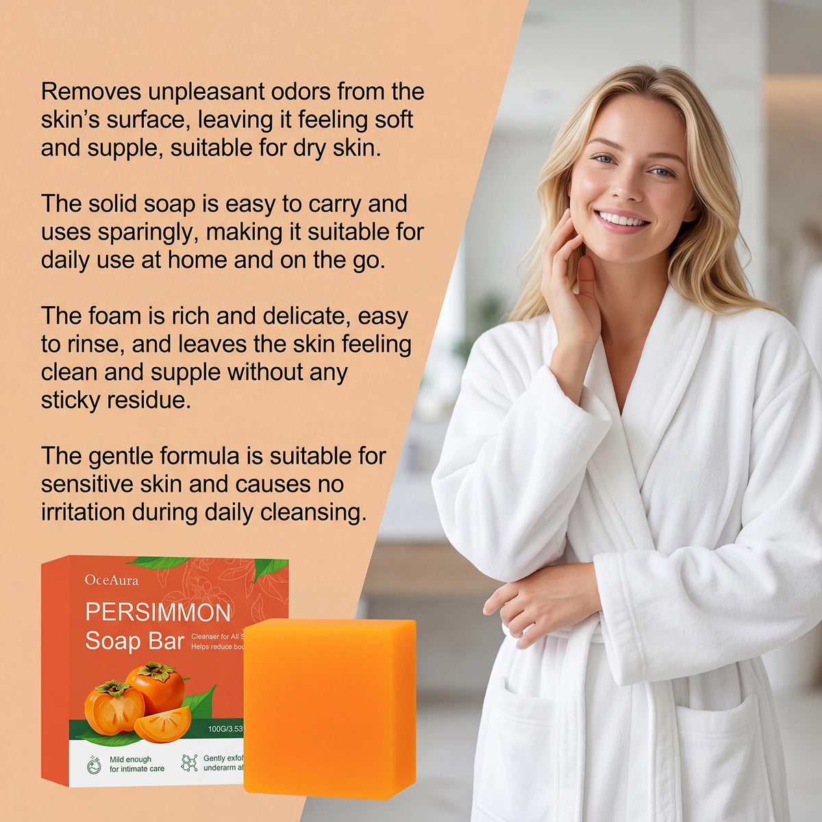 Persimmon Odor-Reducing Exfoliating Soap Bar