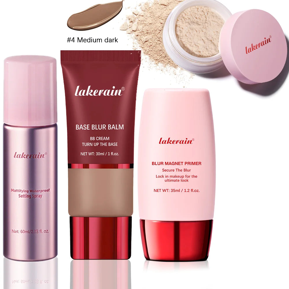4-Piece Long-Lasting Waterproof Makeup Base and Setting Set