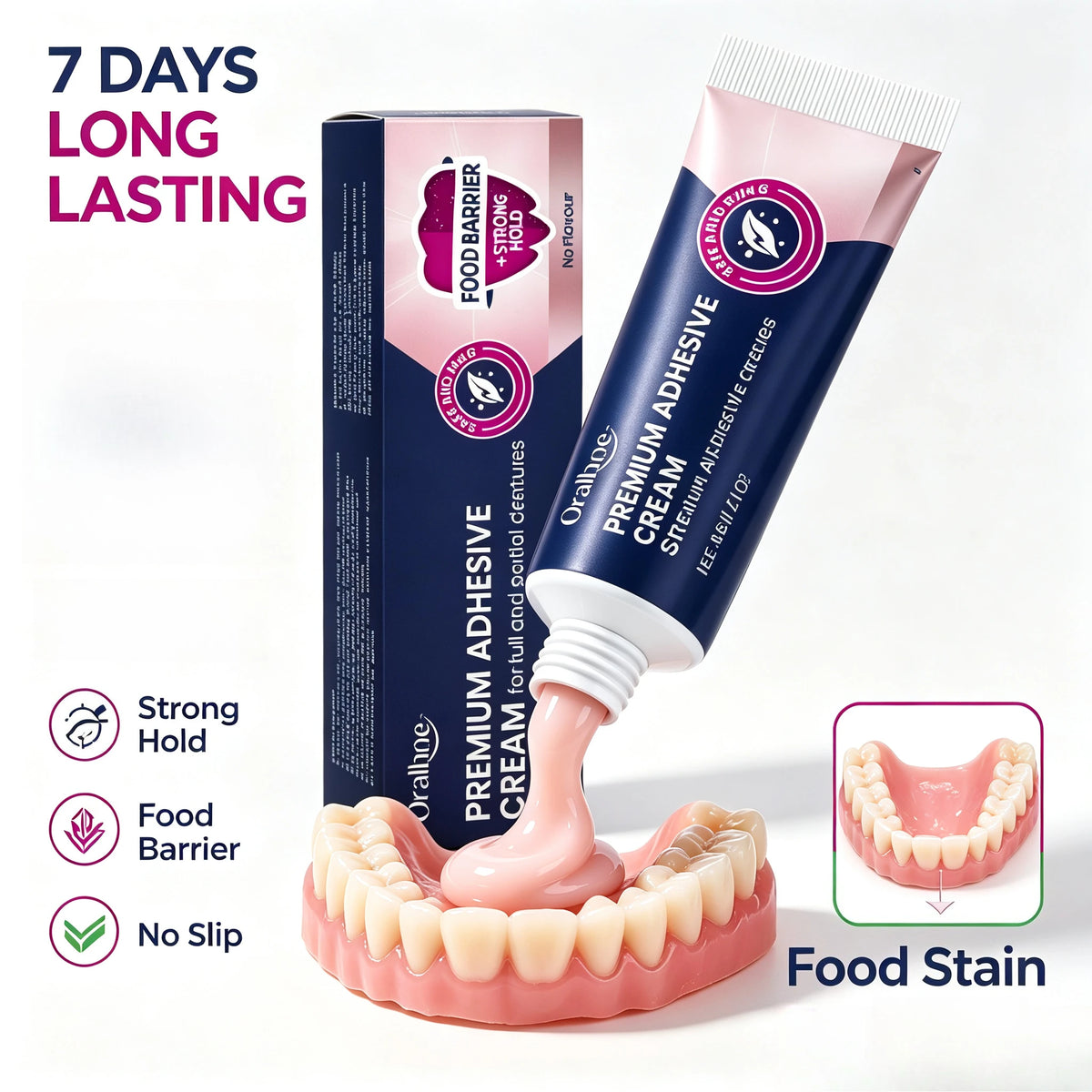 Strong Hold Denture Adhesive Cream for All-Day Comfort