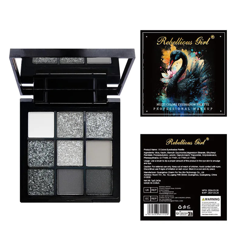 9-Color Smoky Matte and Shimmer Eyeshadow Palette