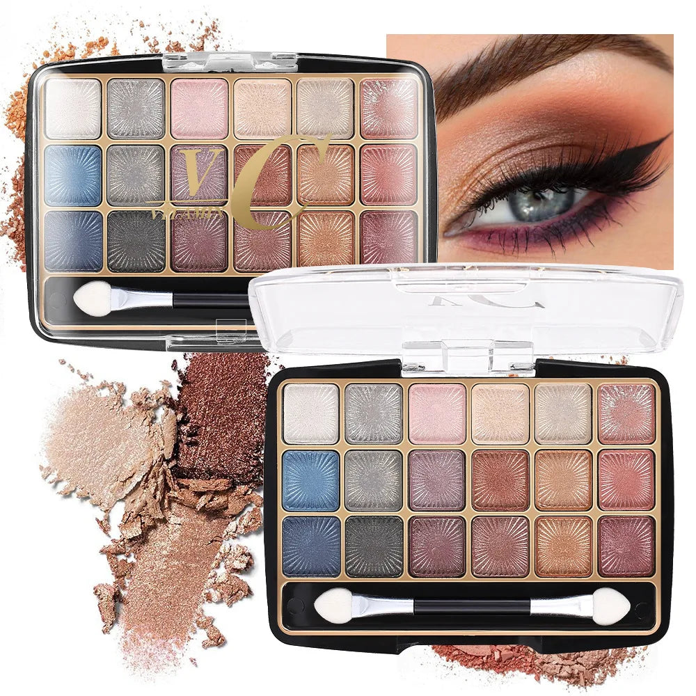 18-Color Glitter and Matte Eyeshadow Makeup Palette - 3