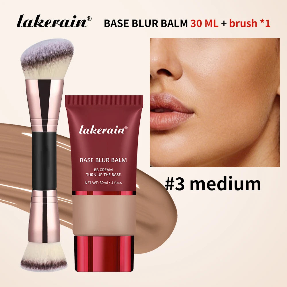 Matte Liquid Foundation and Dual-Ended Makeup Brush Set - 22