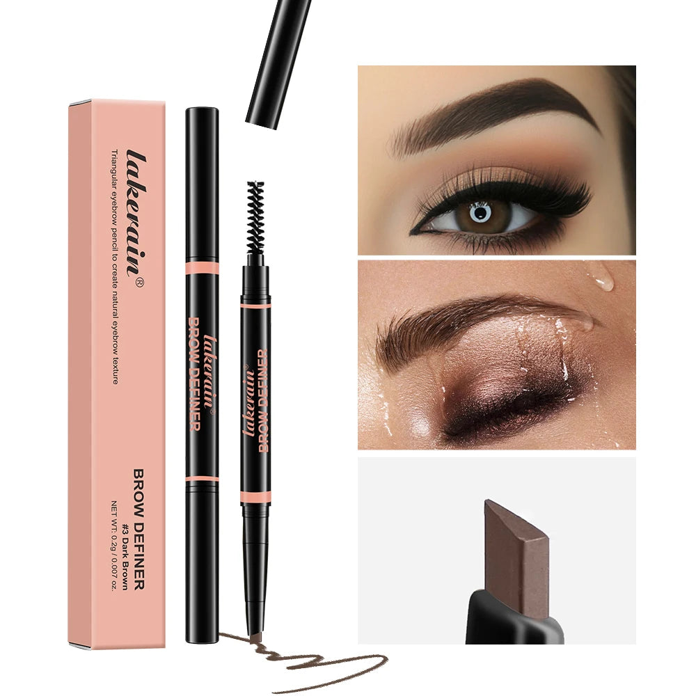 Waterproof Triangular Eyebrow Pencil with Spoolie Brush
