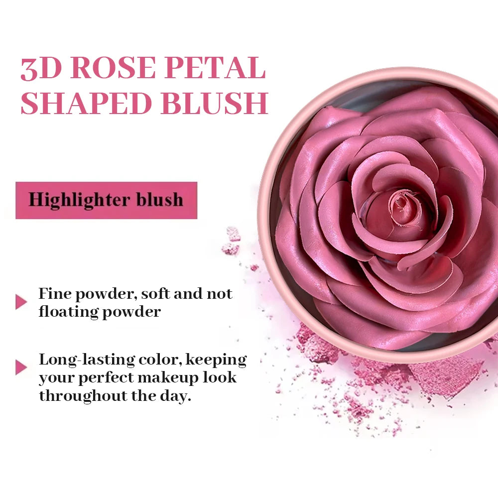 3D Rose Petal Blush Highlighter for Radiant Natural Complexion