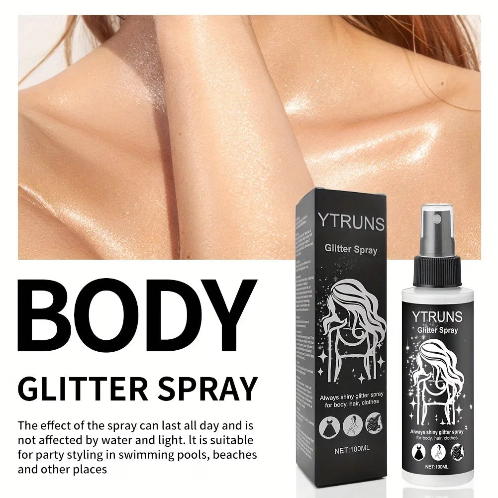 Shimmering High-Gloss Glitter Spray for Body, Hair, and Clothes