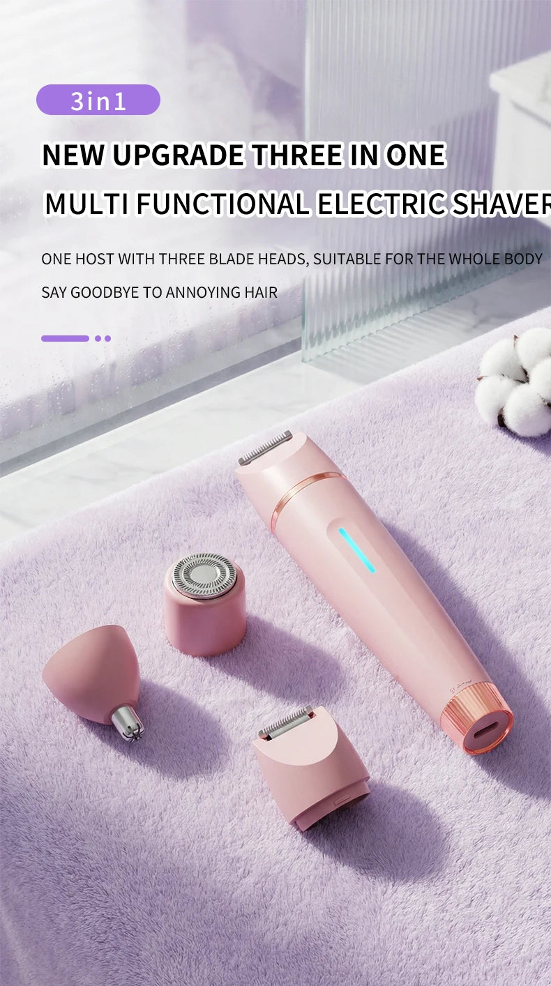 3-in-1 Waterproof Electric Shaver and Trimmer for Women