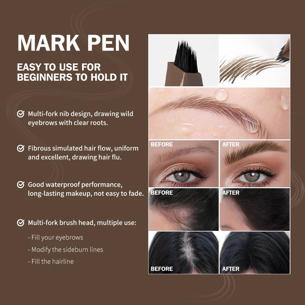 Waterproof Multi-Fork Liquid Eyebrow Pen