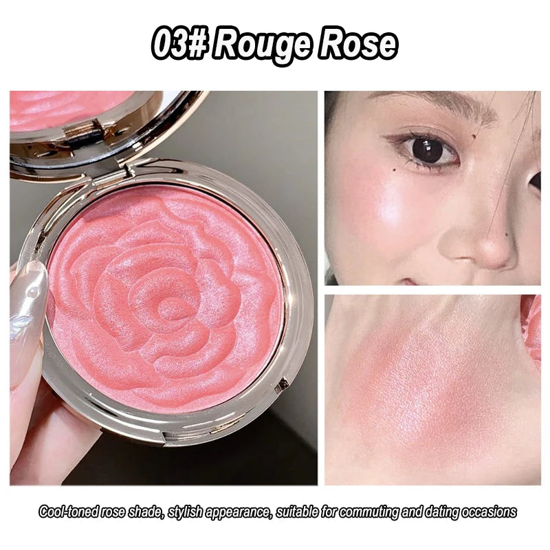 Rose Embossed Shimmer Blush Powder