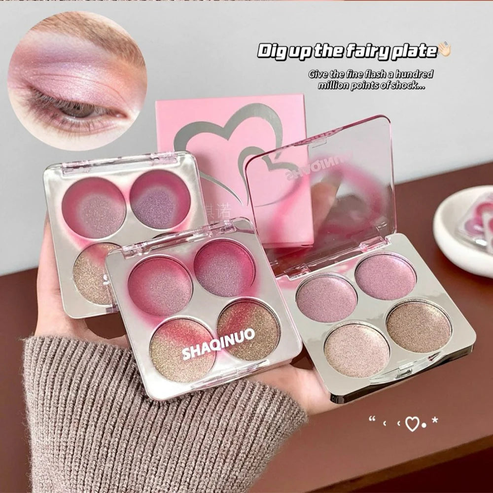 4-Color Shimmer Eyeshadow Palette for Sparkling Fairy Eye Looks