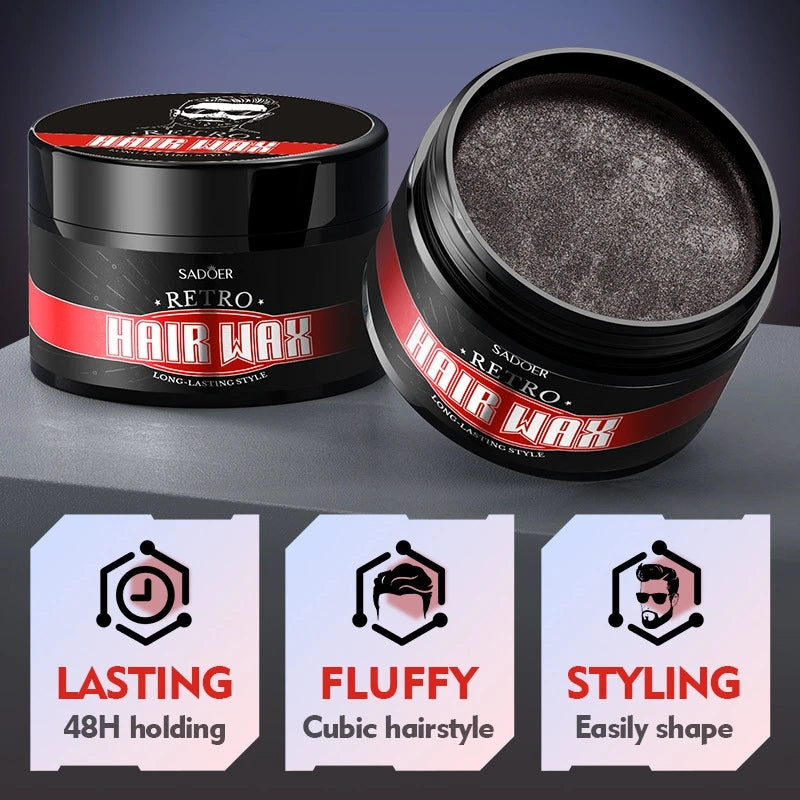 Men's Retro Hair Styling Wax for Strong Hold and Natural Volume