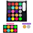 22-Color UV Glow Neon Face and Body Paint Palette