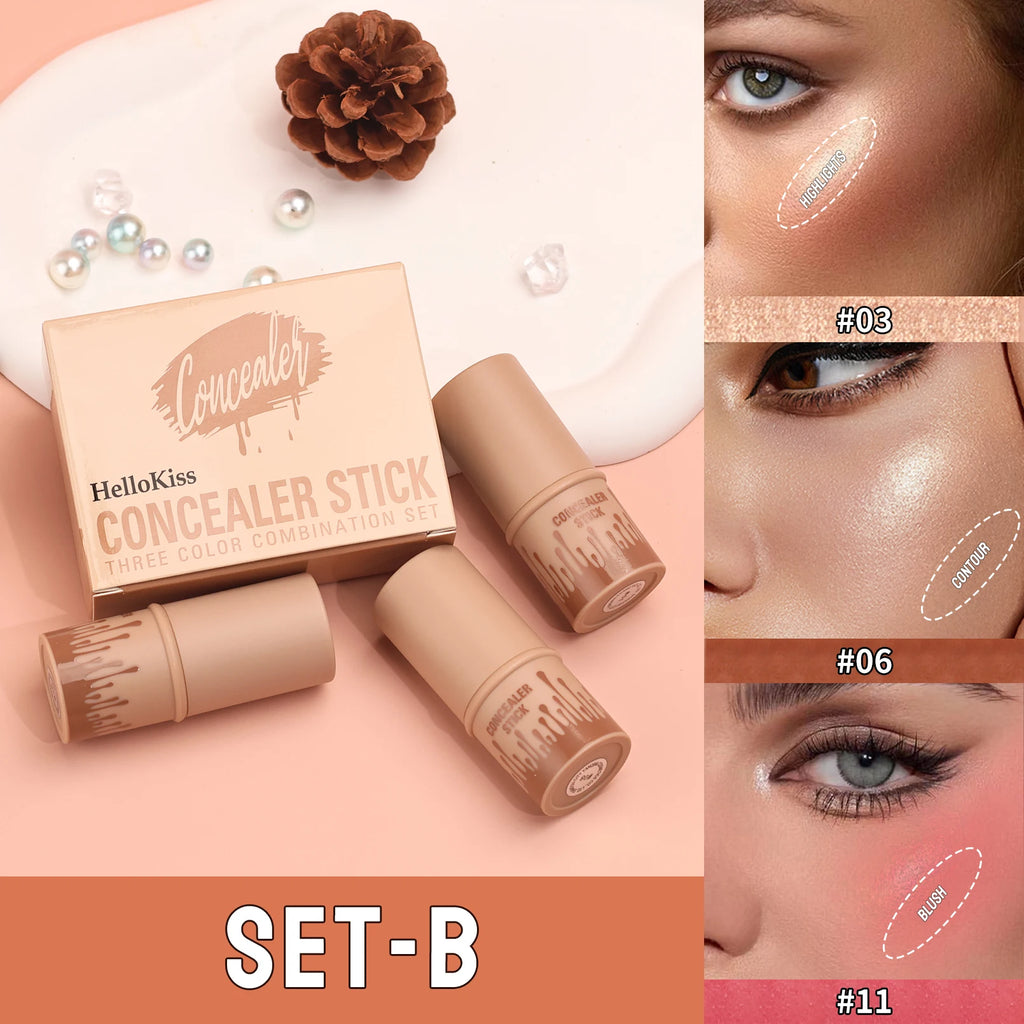 3-Piece Face Contouring and Highlighting Makeup Set