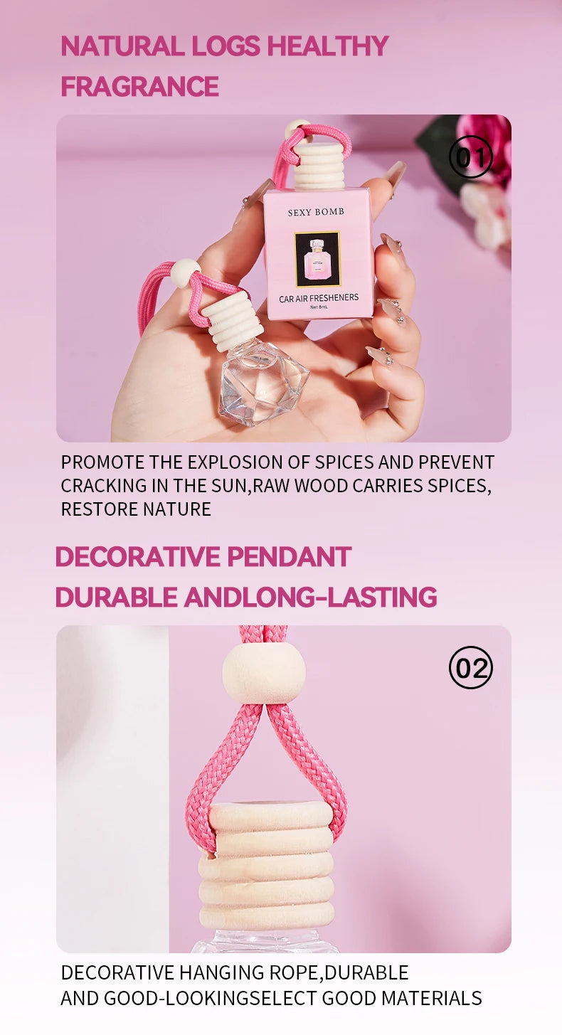 Pink Hanging Car Air Freshener Perfume Bottle