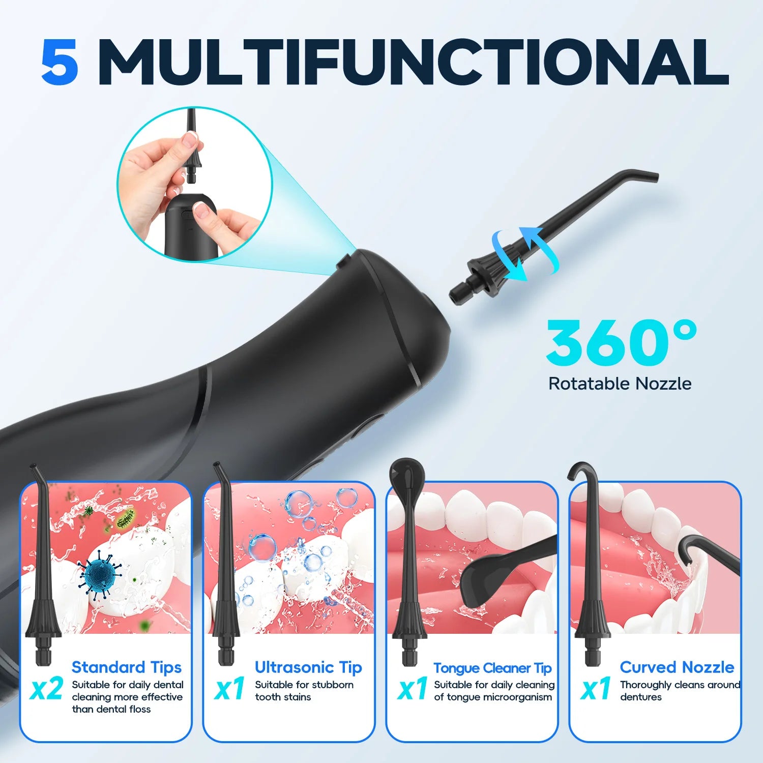 Portable Cordless Water Flosser for Teeth and Braces - 4