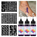 Temporary Tattoo Ink Kit with Stencils for DIY Body Art