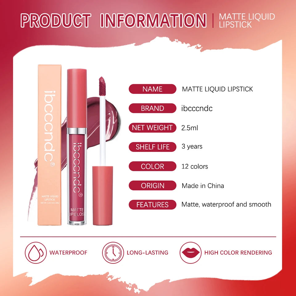 Waterproof Matte Liquid Lipstick - 8