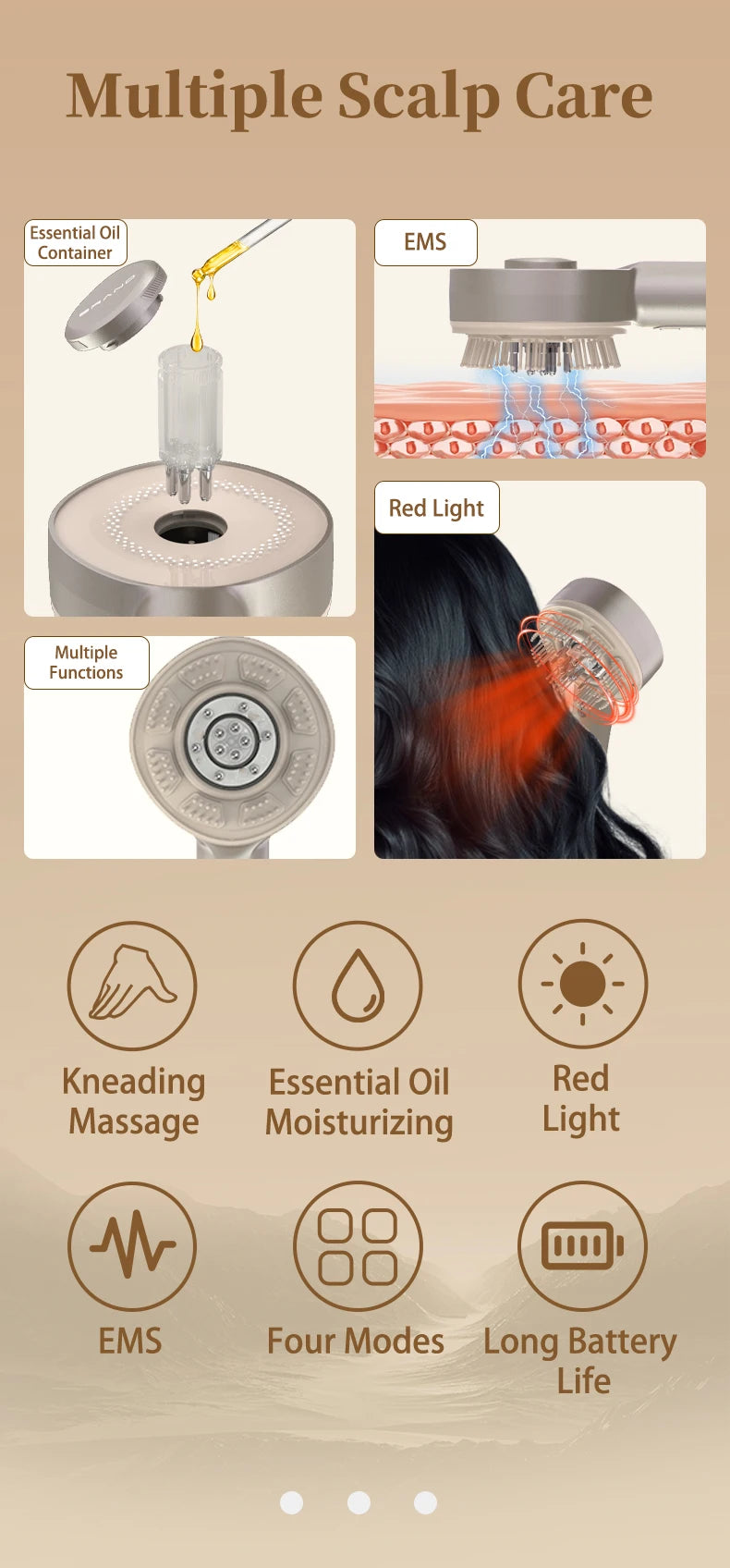 Electric Scalp Massager and Hair Growth Serum Applicator Comb