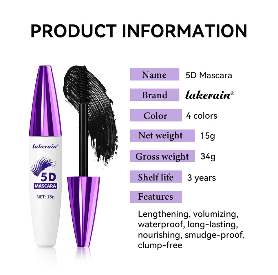 Waterproof 5D Lengthening and Volumizing Mascara