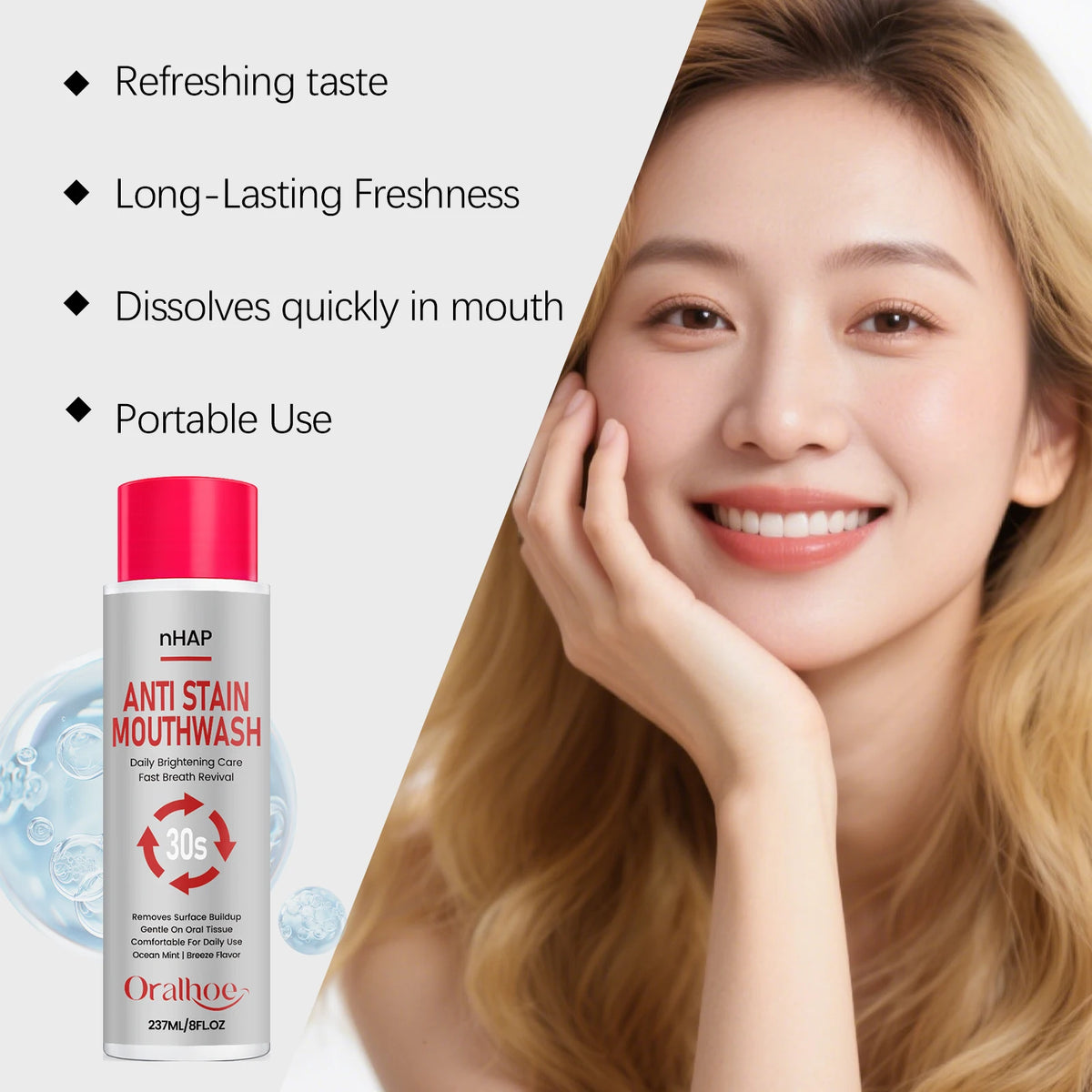 Anti-Stain Whitening Mouthwash for Fresh Breath