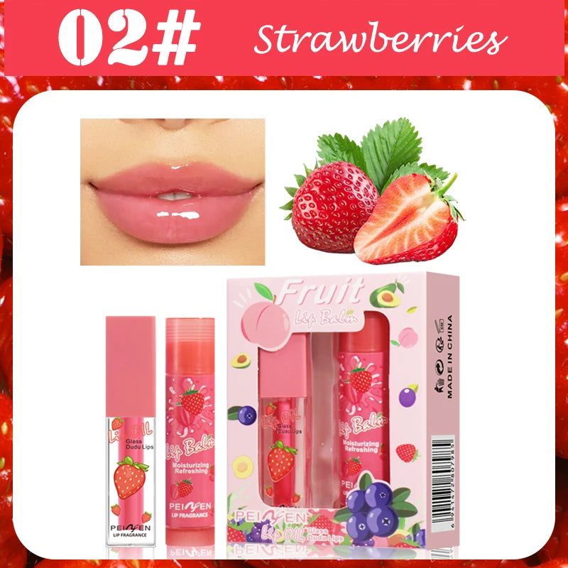 Fruit Scented Moisturizing Lip Oil and Balm Set - 29