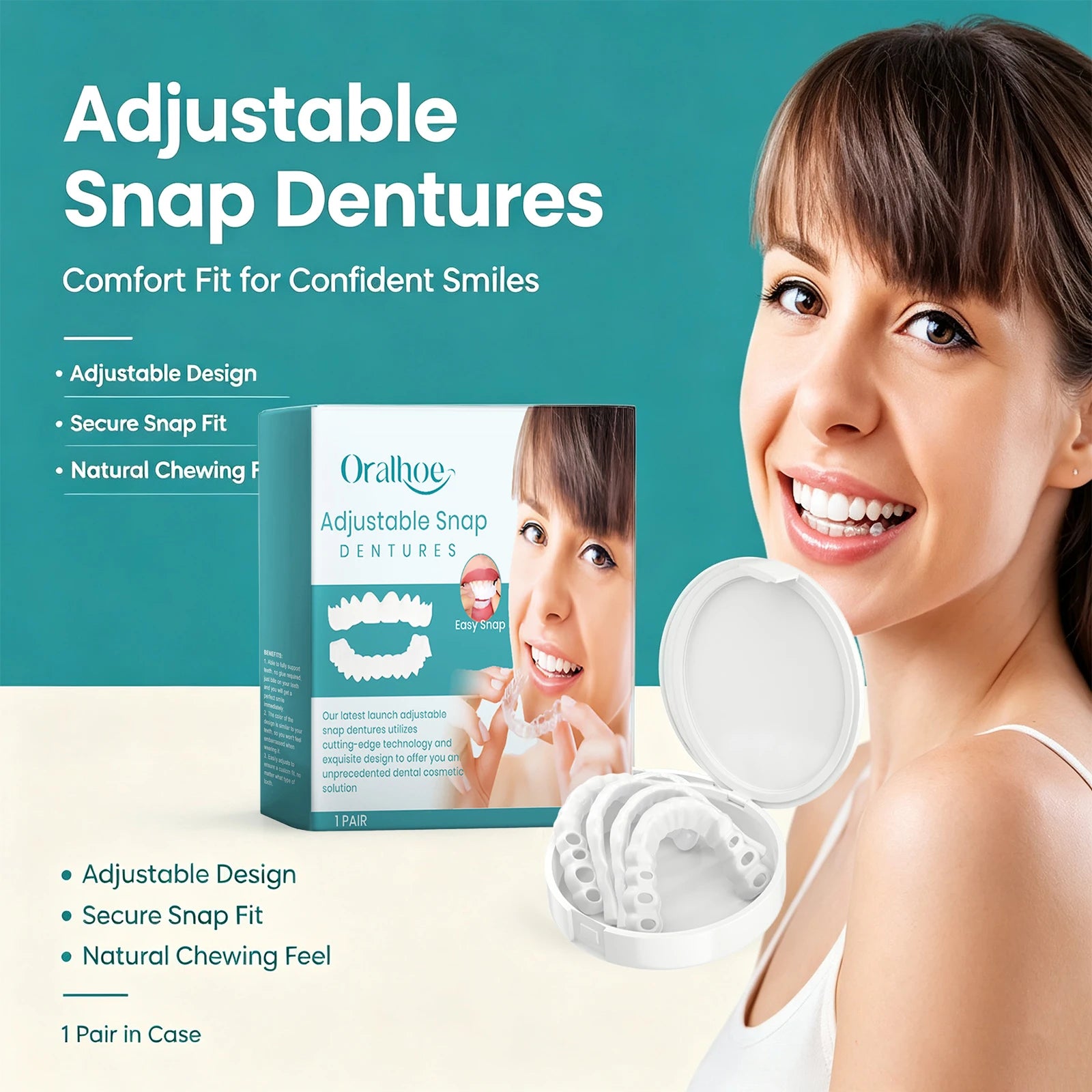 Adjustable Snap-On Cosmetic Dentures for Smile Restoration - 4