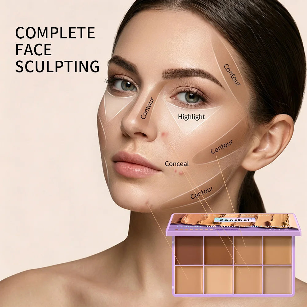 8-Color Professional Cream Concealer and Contour Palette
