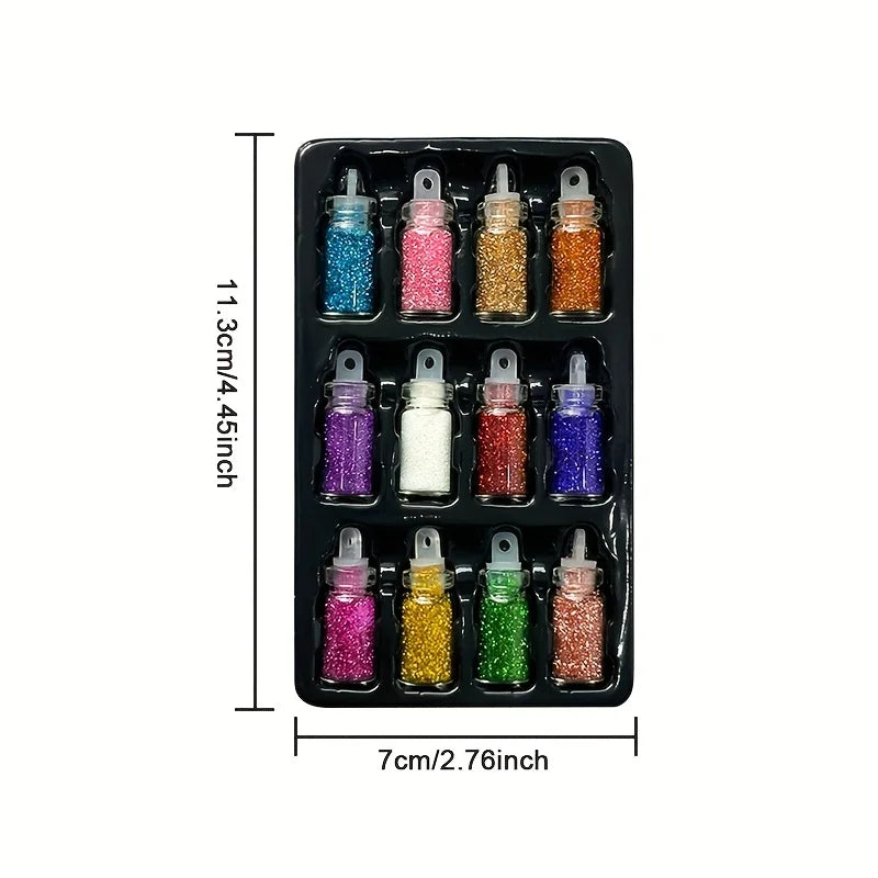 12-Color Temporary Glitter Tattoo and Body Art Kit - 9
