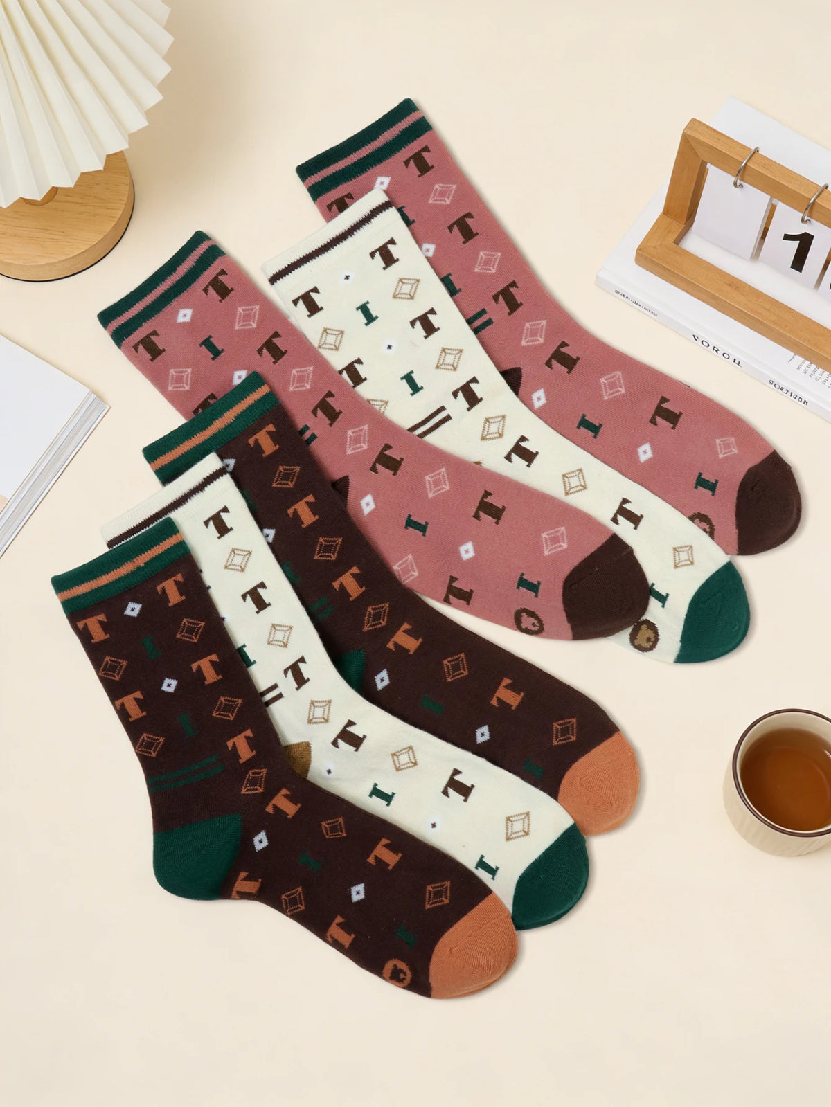 Trendy Teddy Bear Crew Socks for Men
