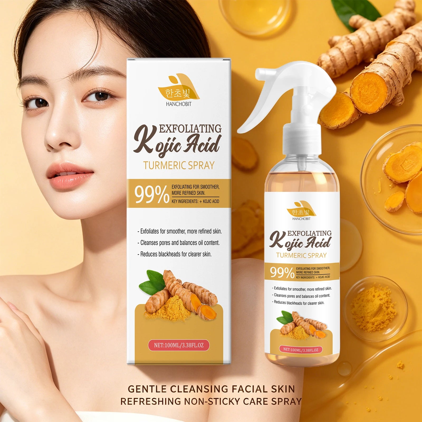 Brightening Kojic Acid and Turmeric Exfoliating Facial Spray - 4