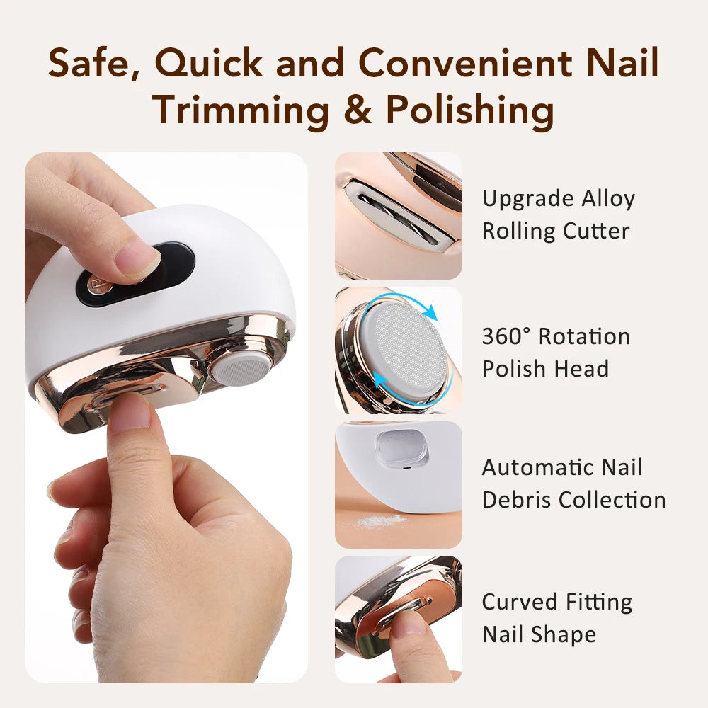Electric Nail Trimmer and Polisher with LED Light - 4