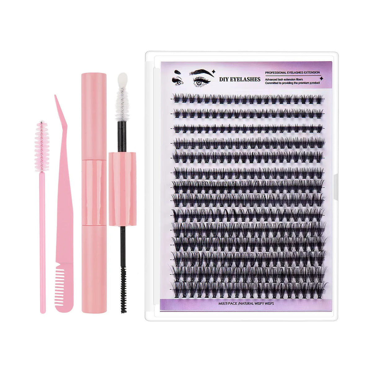 DIY Cluster Eyelash Extension Kit for Natural Wispy Look