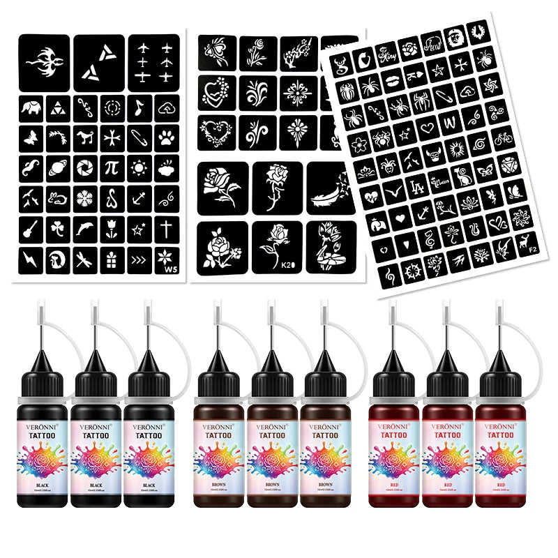Semi-Permanent Temporary Tattoo Juice Kit with Stencils