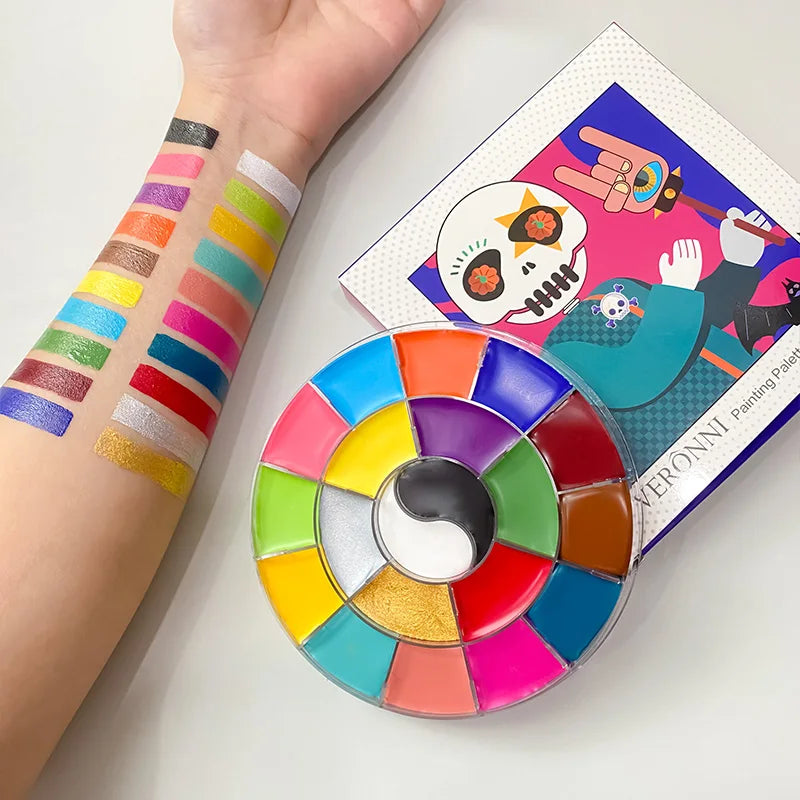 20-Color Professional Face and Body Paint Palette for Cosplay