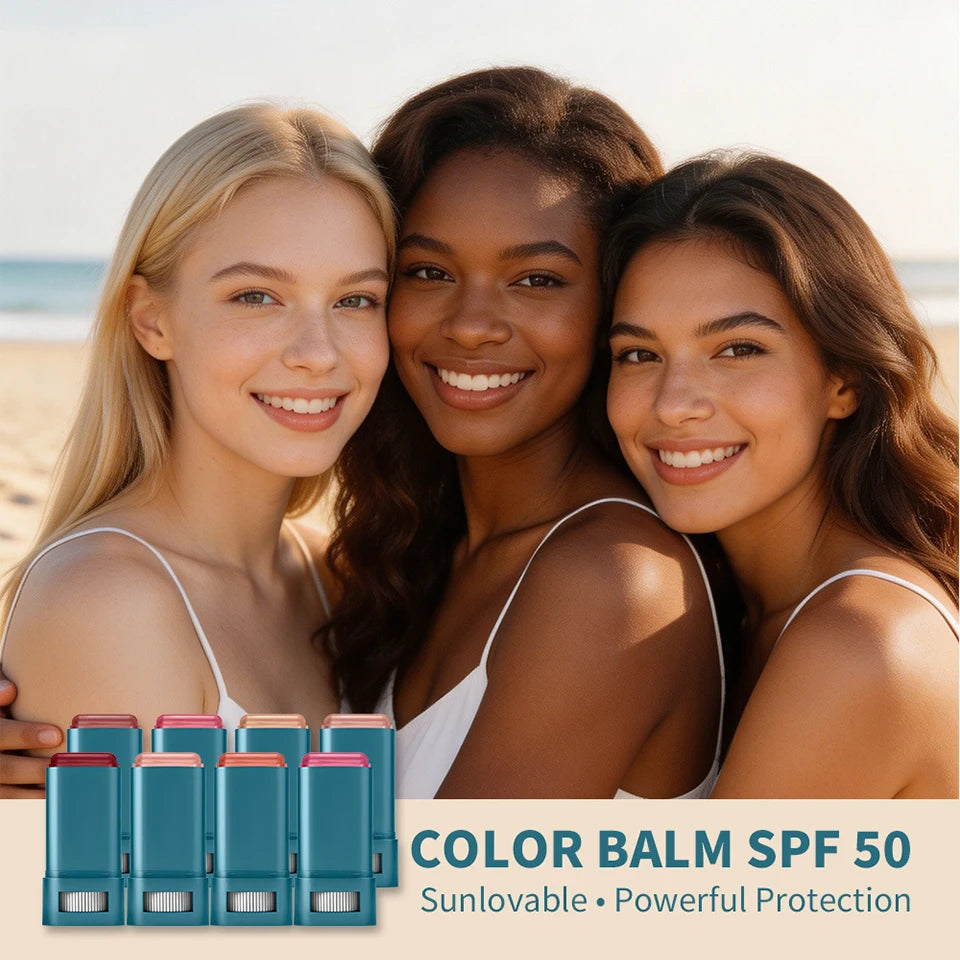 SPF 50 Tinted Sunscreen Blush Stick for Cheeks and Lips