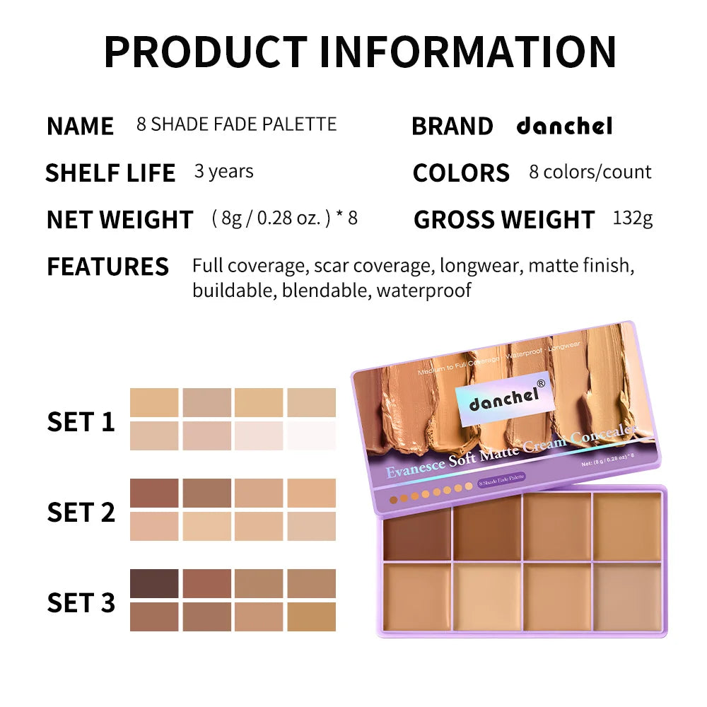 8-Shade Cream Concealer and Contour Palette - 14