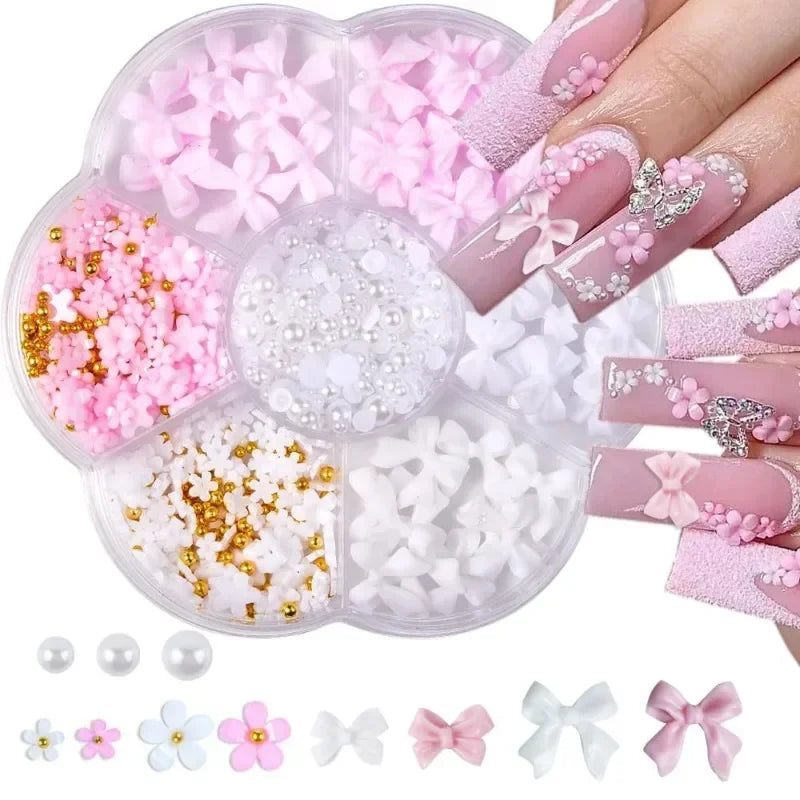 3D Bow and Flower Nail Art Decoration Set