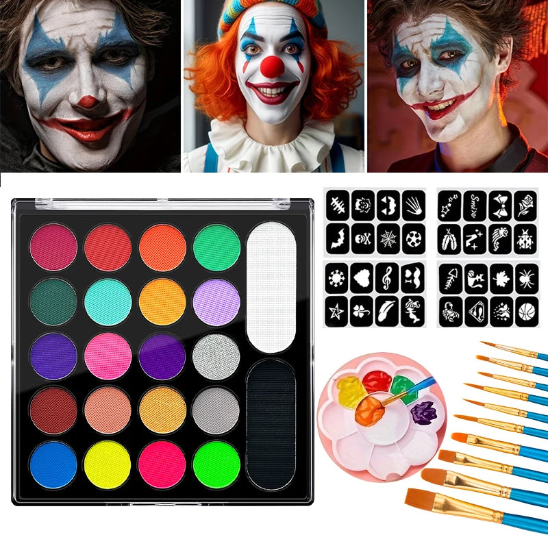 22-Color Professional Neon Face and Body Paint Palette