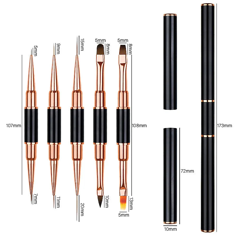Dual-End Nail Art Liner Brush Set for Precise DIY Manicures - 14